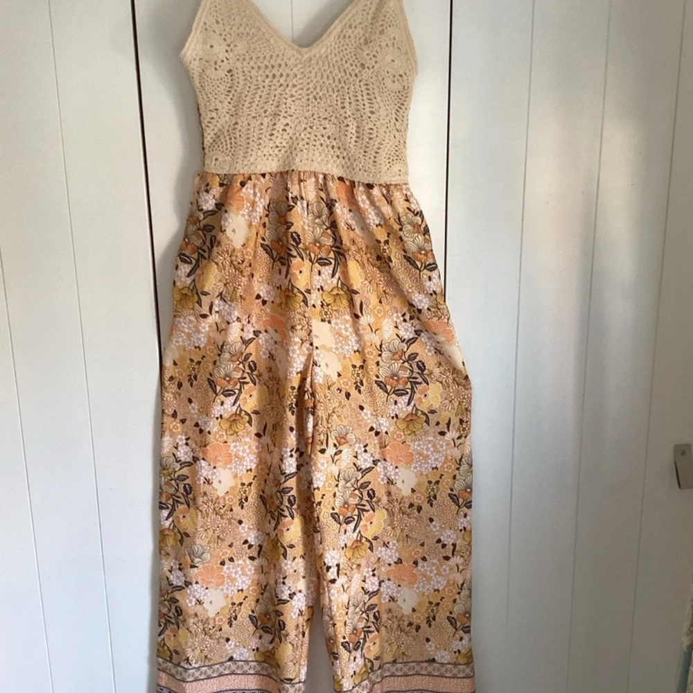 Floral Cream and Orange Jumpsuit